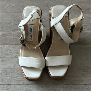 Jimmy Choo Mirabelle Latte Leather Wedge